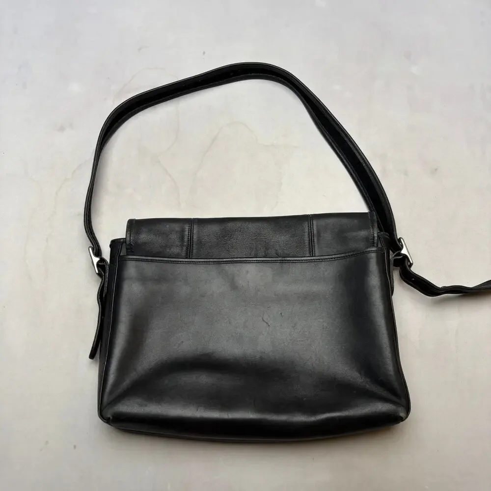 Vintage 90s Coach 9065 Legacy Black Leather Messenger Bag Laptop Shoulder Bag